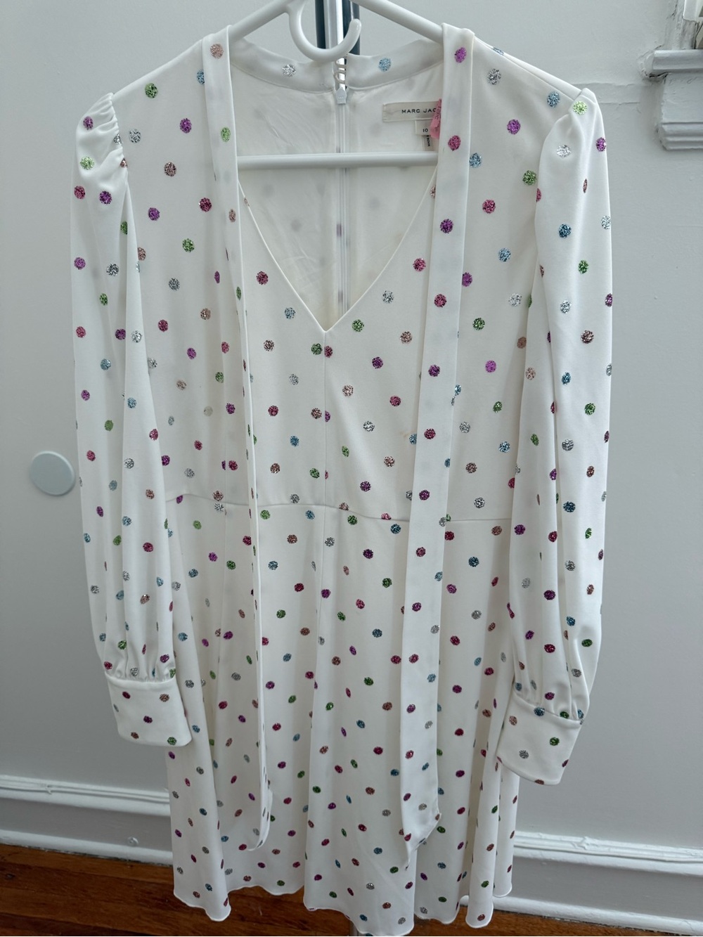 Marc Jacobs Cream Dress with Multicolor Sequin Polka Dots